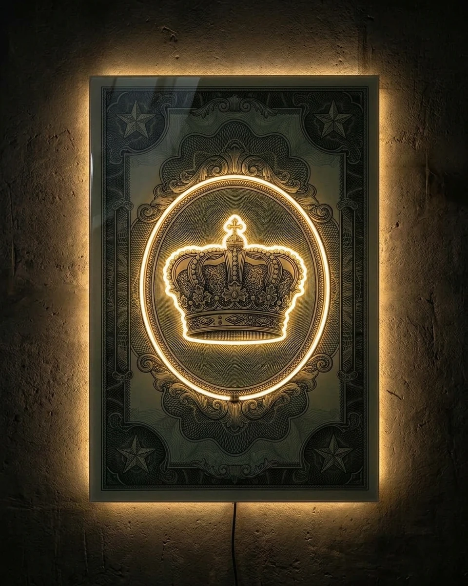In Neon We Trust — A banknote from nowhere, neon wall art panel