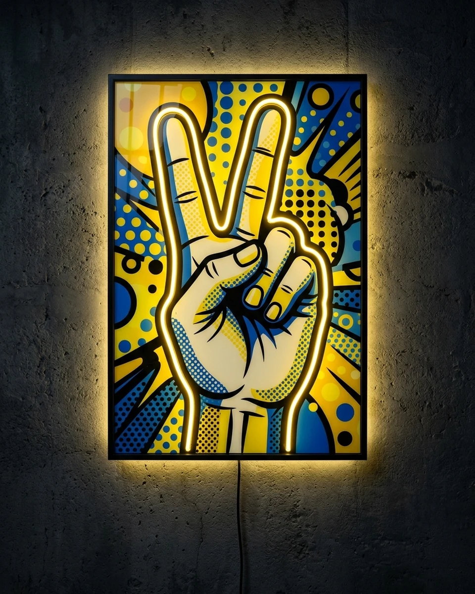Peace — A pop-art peace sign, neon wall art panel